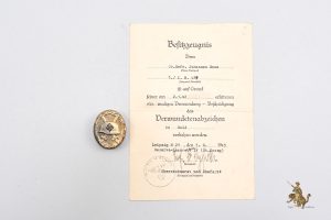 Gold Wound Badge with Award Document