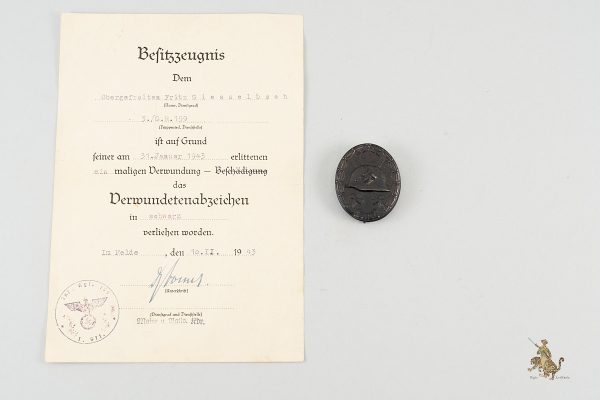 Black Wound Badge with Document