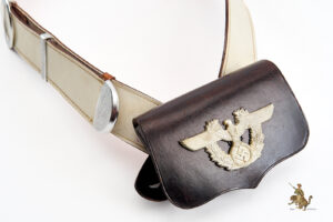 German Police White Cross Belt with Pouch โ Rare