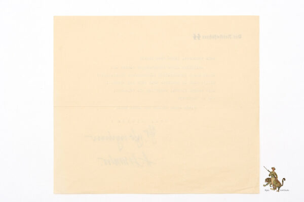Rare Heinrich Himmler Signed SS Letter - Image 3