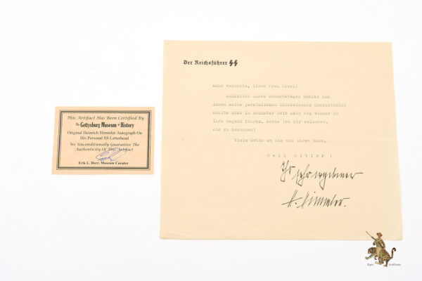 Rare Heinrich Himmler Signed SS Letter - Image 5