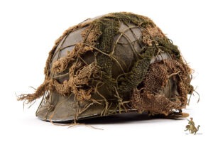 WWII U.S. M1 Front Seam Fixed Bale Helmet with British Netting