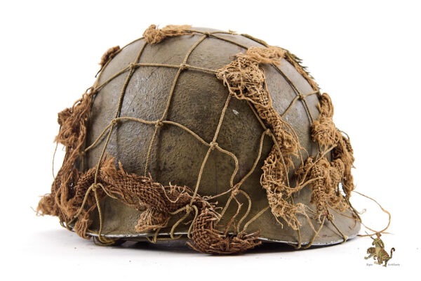 WWII U.S. M1 Front Seam Fixed Bale Helmet with British Netting - Image 4