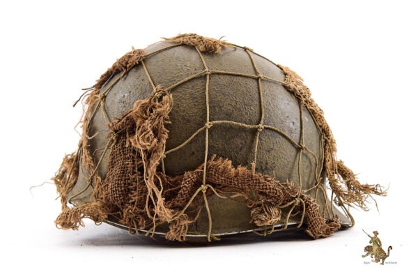 WWII U.S. M1 Front Seam Fixed Bale Helmet with British Netting - Image 5