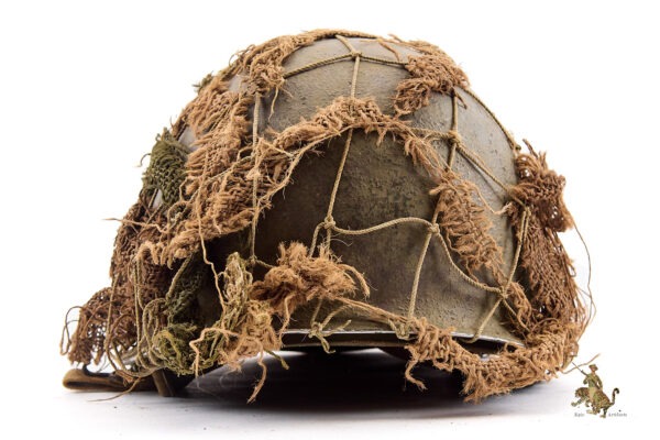 WWII U.S. M1 Front Seam Fixed Bale Helmet with British Netting - Image 6