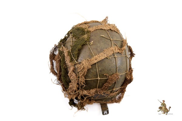 WWII U.S. M1 Front Seam Fixed Bale Helmet with British Netting - Image 8
