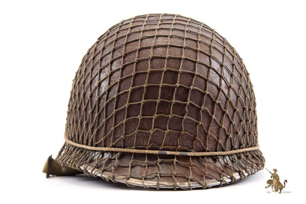 WWII U.S. M1 Front Seam Swivel Bale Helmet with Netting - Image 3