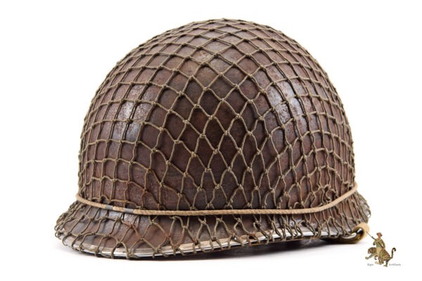 WWII U.S. M1 Front Seam Swivel Bale Helmet with Netting - Image 8