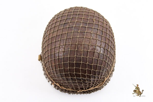 WWII U.S. M1 Front Seam Swivel Bale Helmet with Netting - Image 9