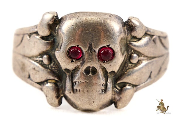 Private Purchase Totenkopf Skull Ring with Red Eyes - Image 2