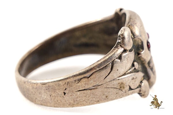Private Purchase Totenkopf Skull Ring with Red Eyes - Image 6