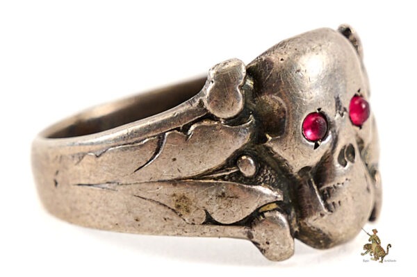 Private Purchase Totenkopf Skull Ring with Red Eyes - Image 7
