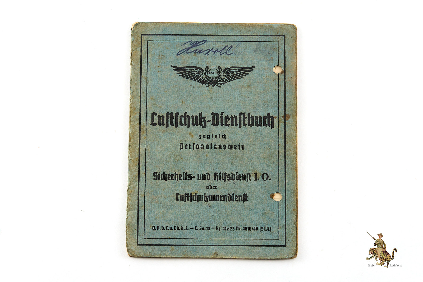 Luftschutz Dienstbuch - Air Raid Protection Service Book