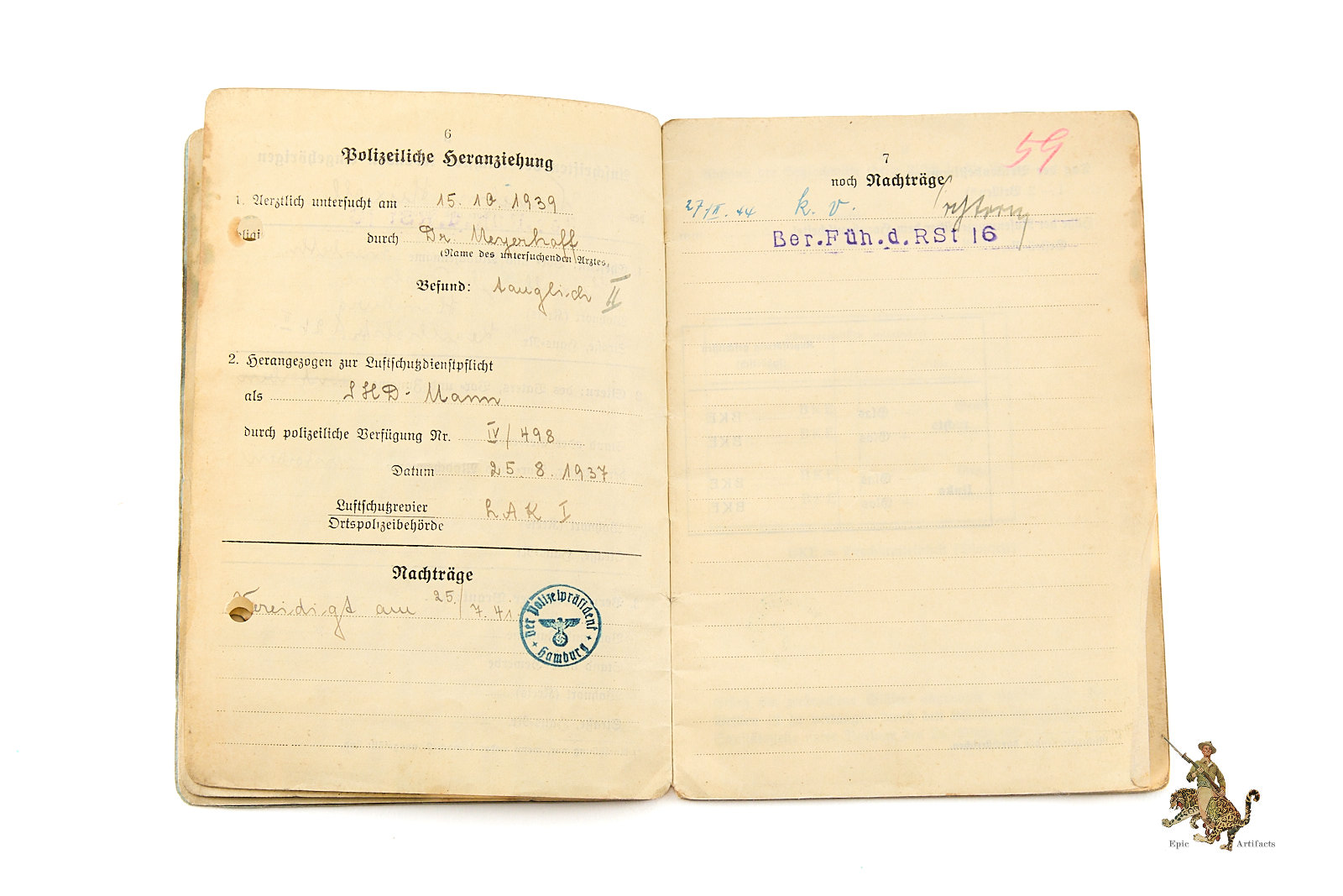 Luftschutz Dienstbuch - Air Raid Protection Service Book - Image 5